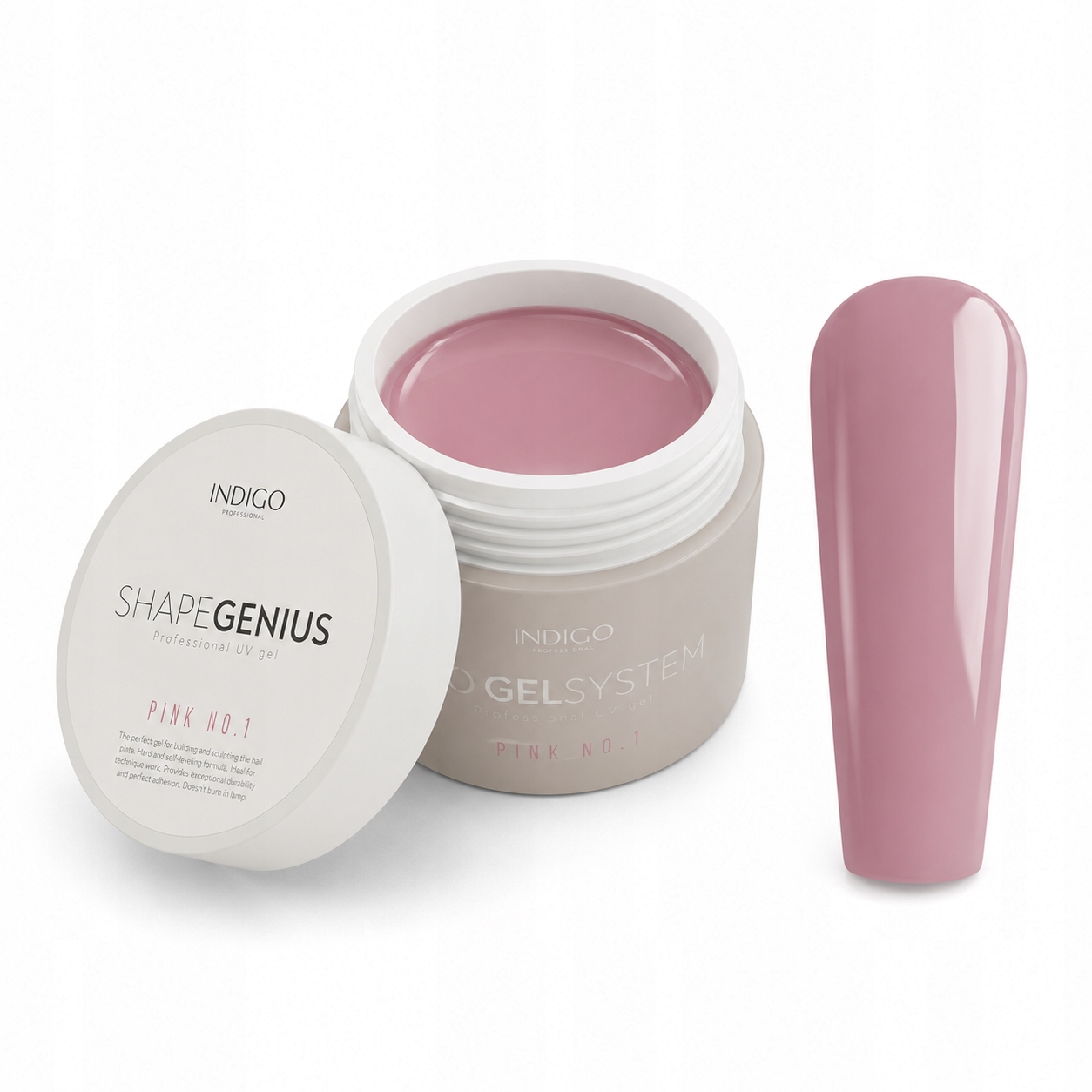 Indigo gel Pink č. 1 Shape Genius 15 g gel pro prodlužování nehtů