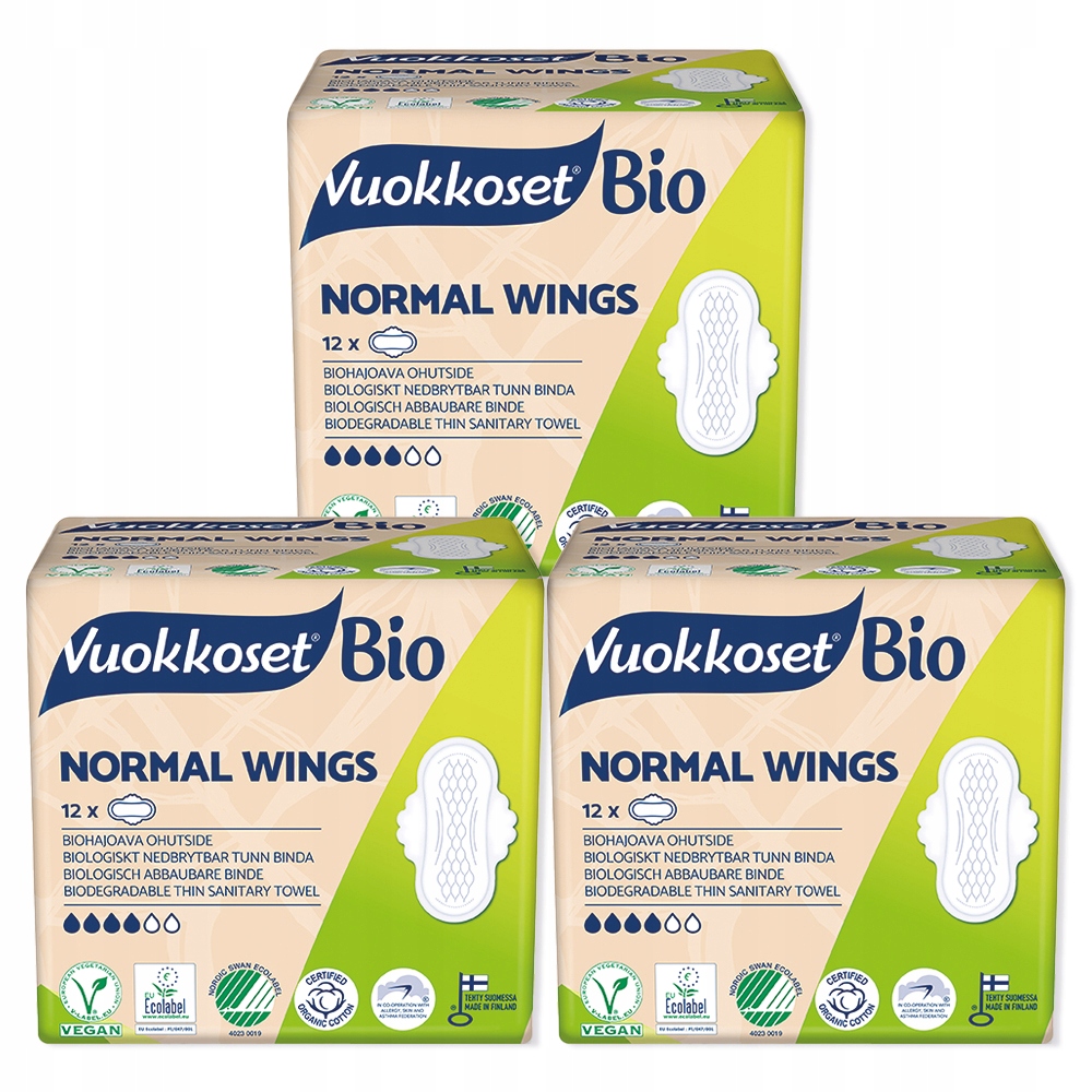

Vuokkoset Podpaski Bio ze Skrzydełkami 3x12szt