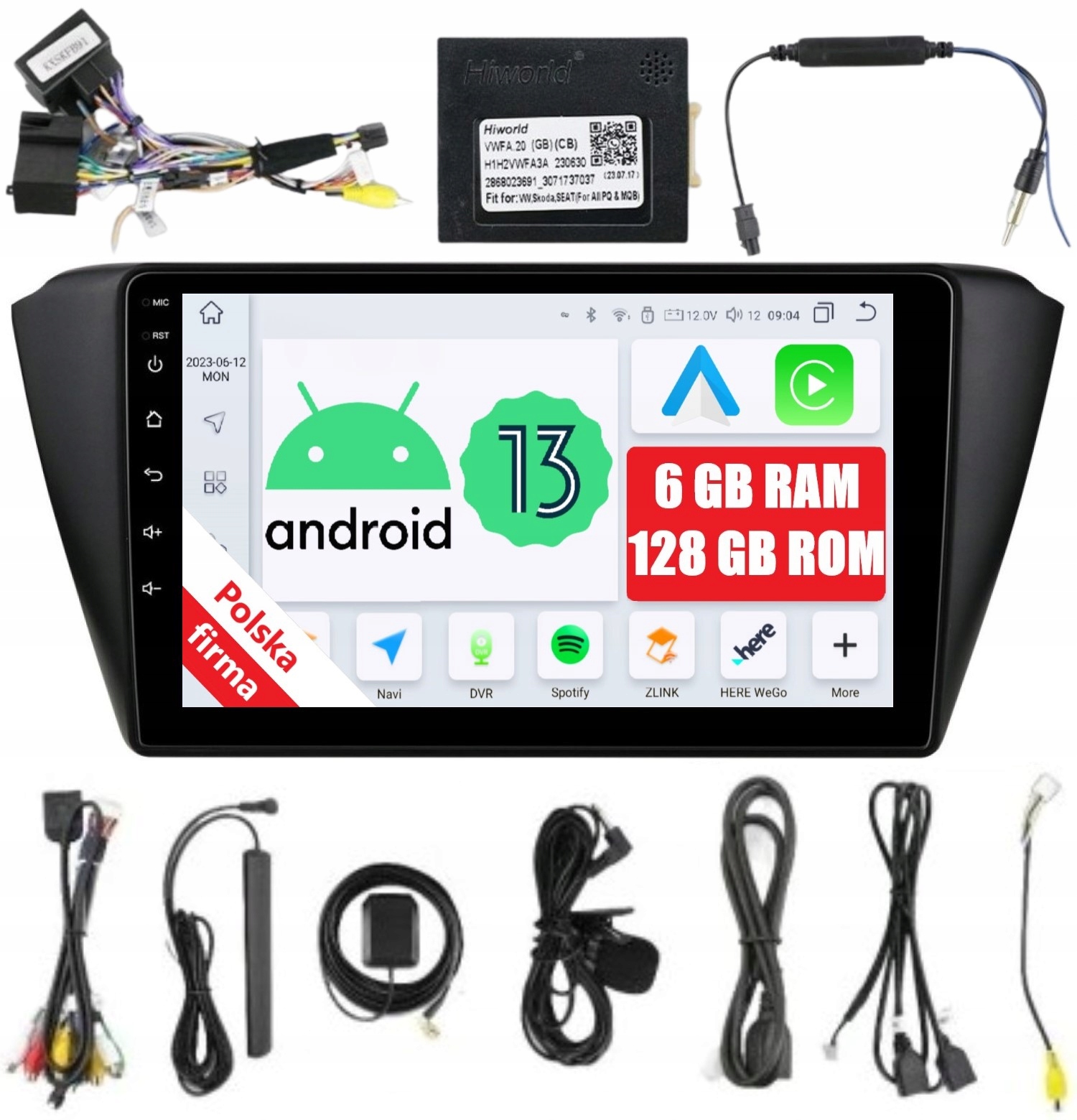 Rádio 2DIN Navigácia Android Škoda Fabia 3 6/128 Gb Dsp Lte Carplay