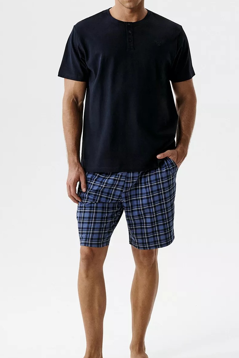 Pánské pyžamo s krátkým rukávem Atlantic NMP-401 námořnická modrá-denim [Velikost 3XL]