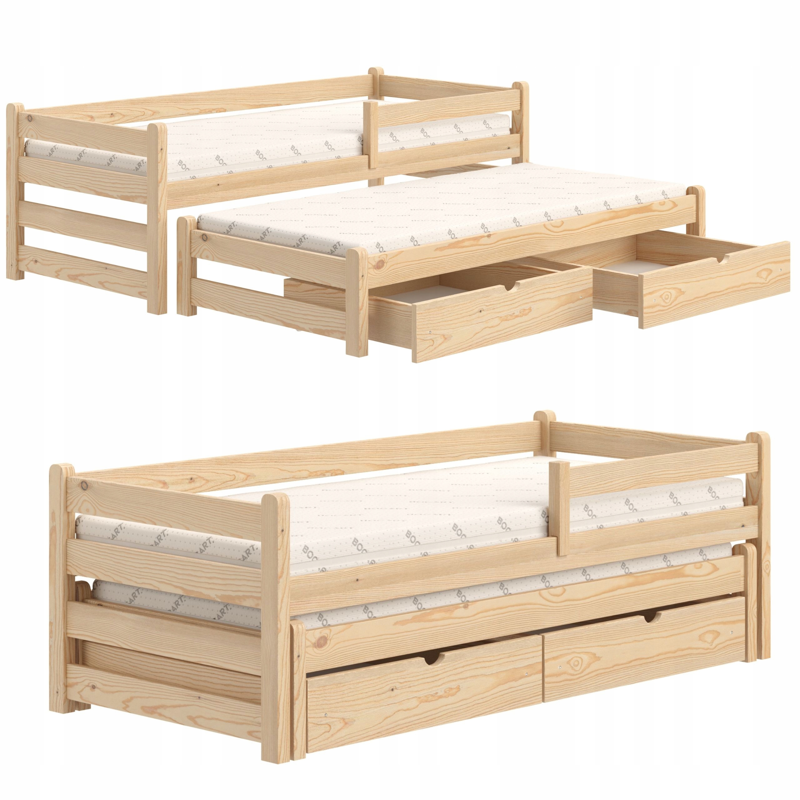 

Łóżko dziecięce podwójne wysuwane 180x80 sosnowe