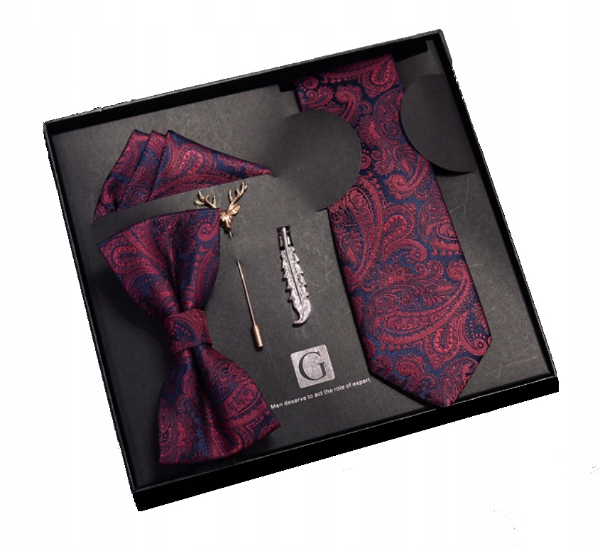 TYLKO ON – ELEGANCKI ZESTAW MĘSKI: KRAWAT, MUCHA, SPINKI, POSZETKA
