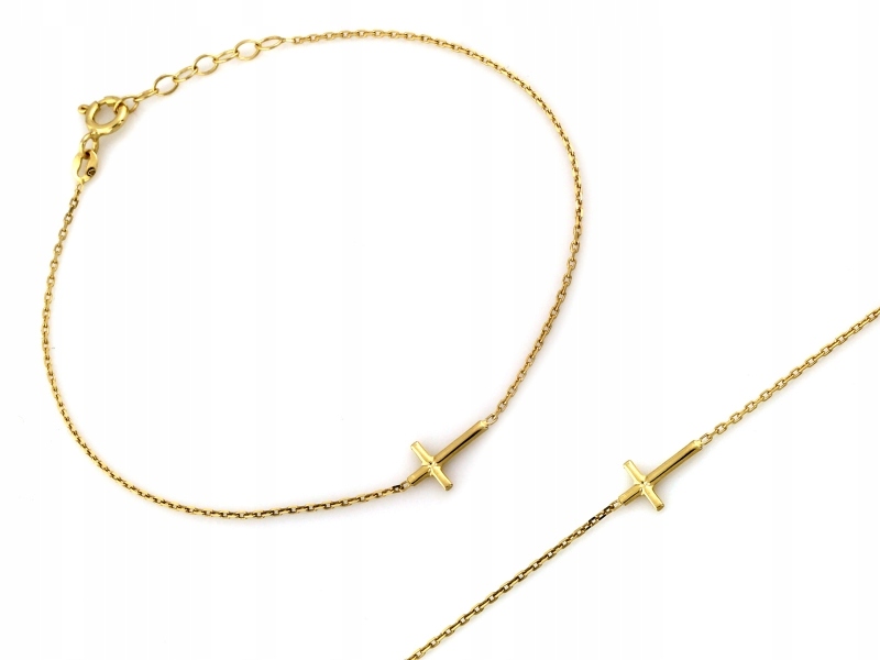 Zlatý náramek 585 celebrity s křížkem r19 Kříž bez kamenů 0.90 g