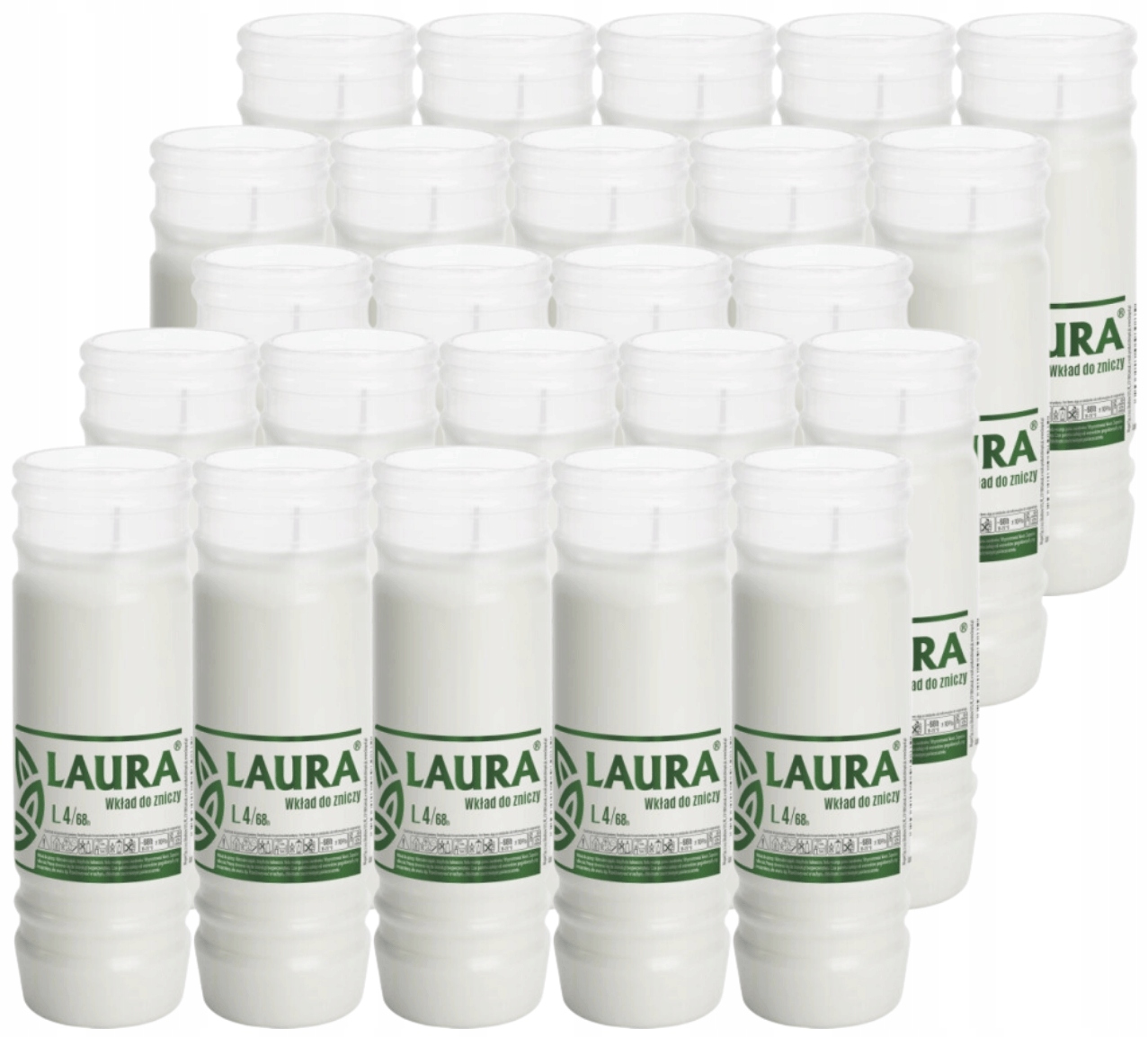 Náplně do hřbitovních svíček parafínové Bispol Laura L4 (17,5cm) 68h 24ks