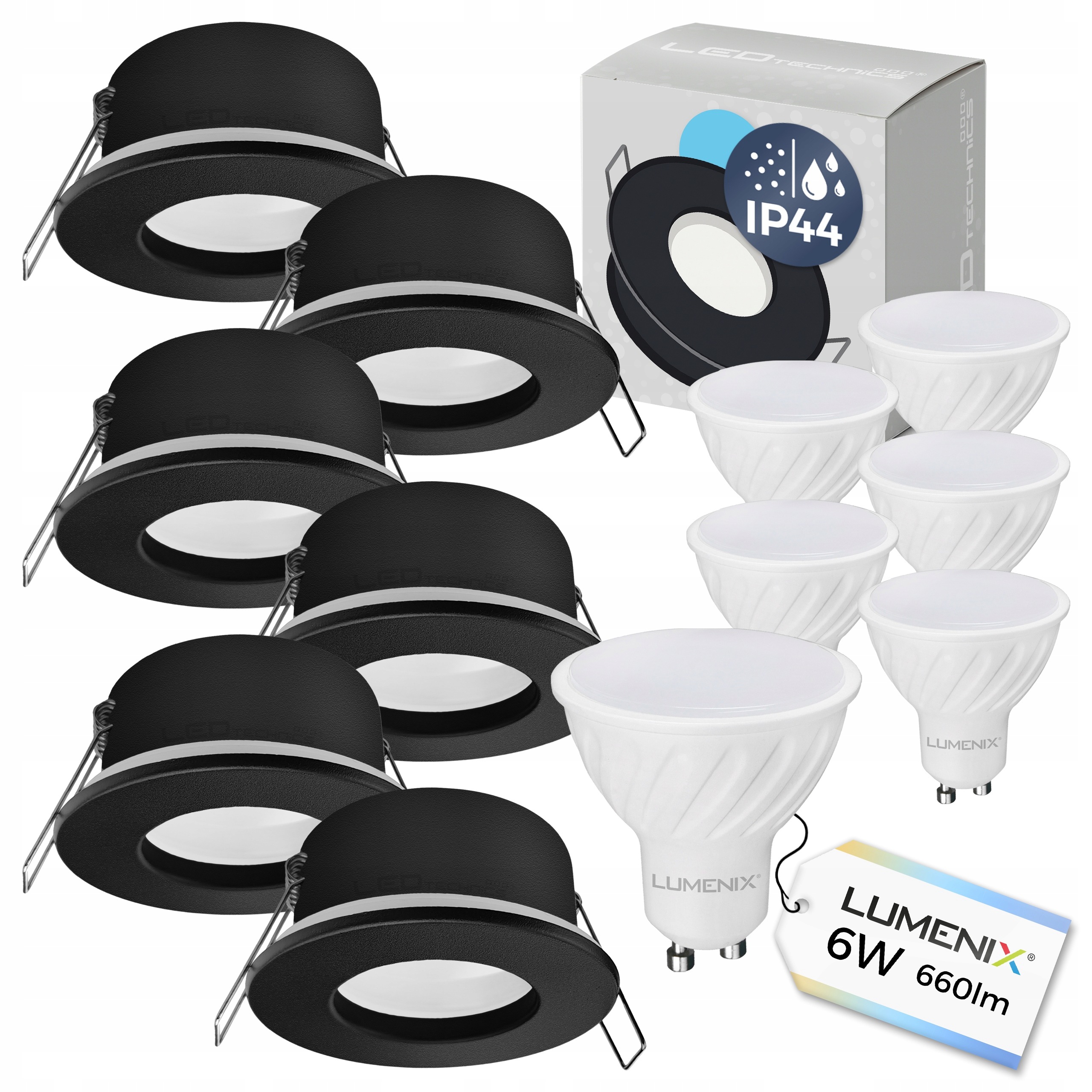 6x Spot Tuba Hermetyczna Oprawa Zewnętrzna IP44 Podtynkowa Halogen GU10 6W