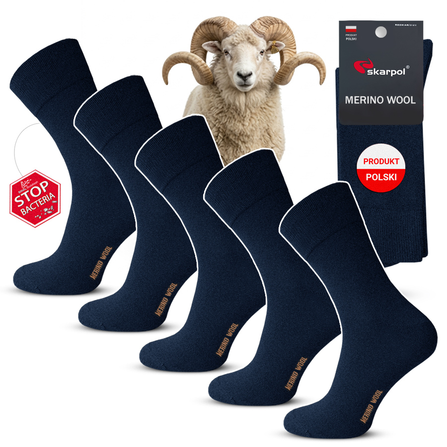 5x Skarpety męskie Wełna Merino 87% skarpetki garniturowe skarpol Grn 39-41