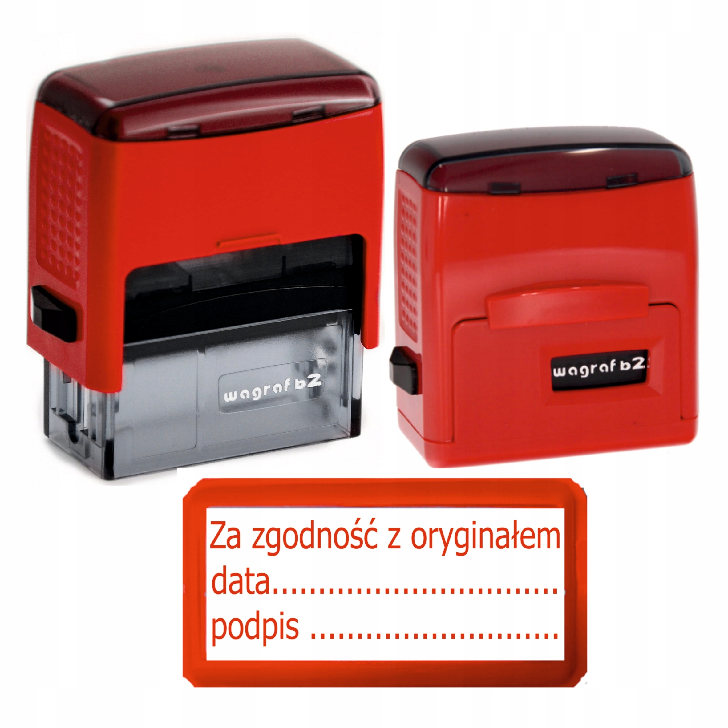 Pieczątka ZGODNOŚĆ Z ORYGINAŁEM DATA PODPIS Wagraf B2s 38x14mm