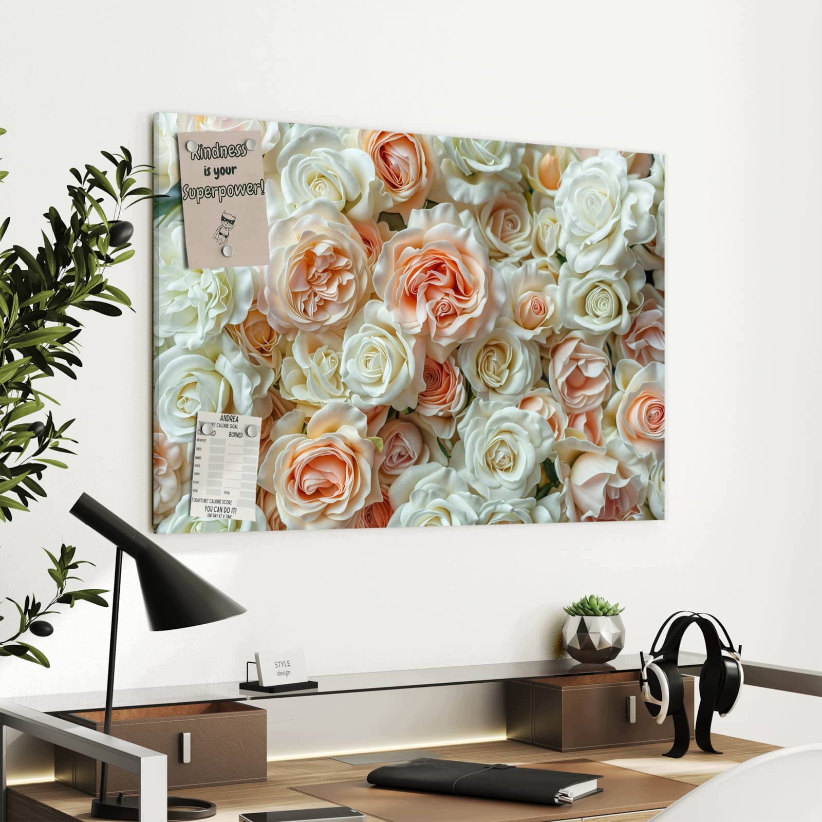 Magnetická tabule Kytice růží 90 × 60 cm