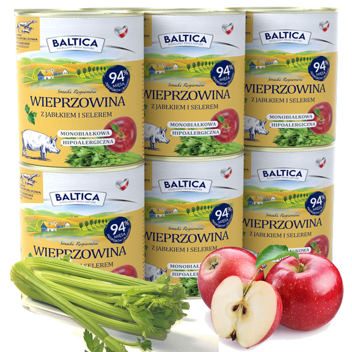 Levně Baltica Vepřové S Jablkem 6X400G Krmivo S Celerem