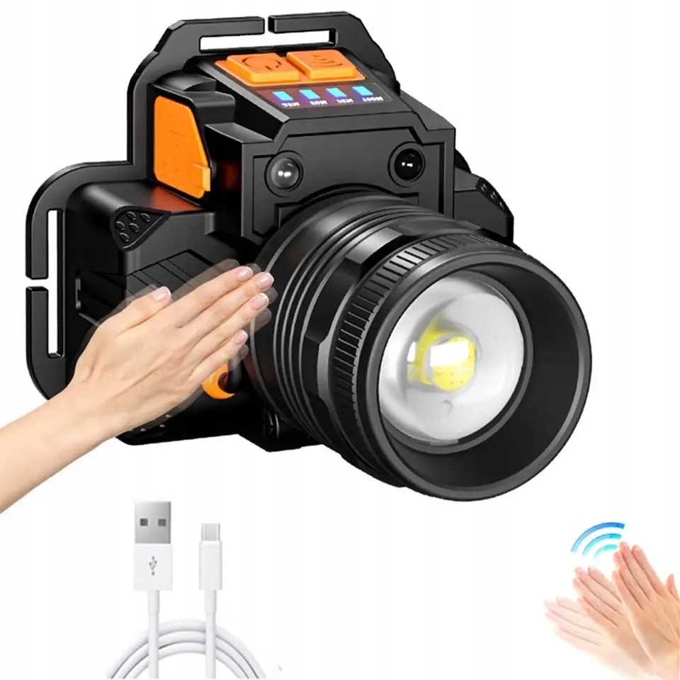 Čelovka Led 10W Powerbank Senzor Pohybu Usb