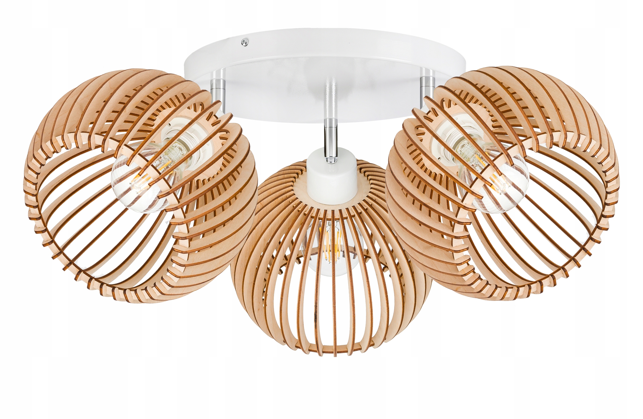 Lampa stropní svítidlo stropní pohyblivý lustr Loft stínidlo koule 36 Dřevo na 3x e27