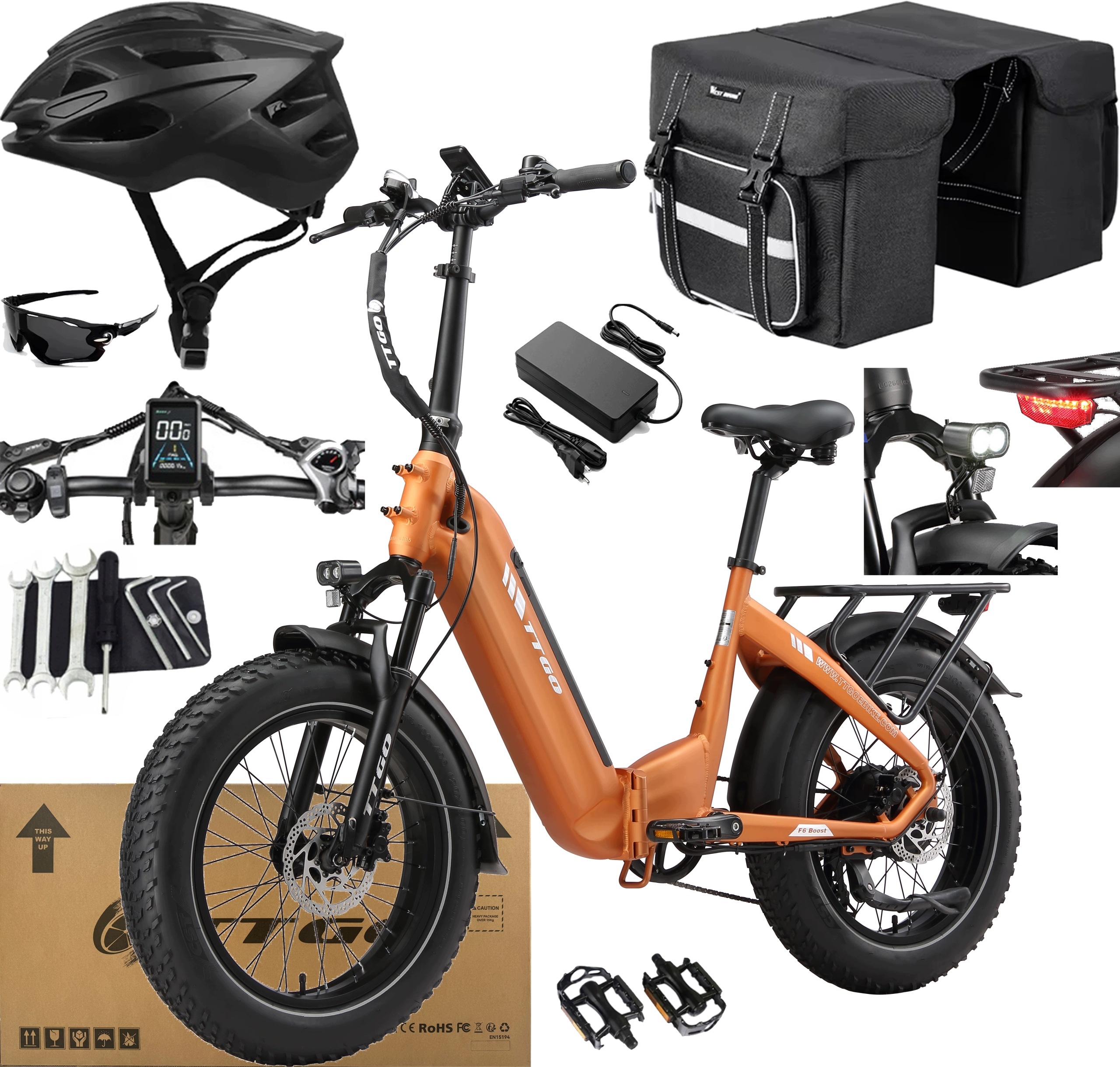 Ttgo F6 Boost Elektrokolo 250W 25kKM/H 48V 18AH 140KM 20" +2 Dárky