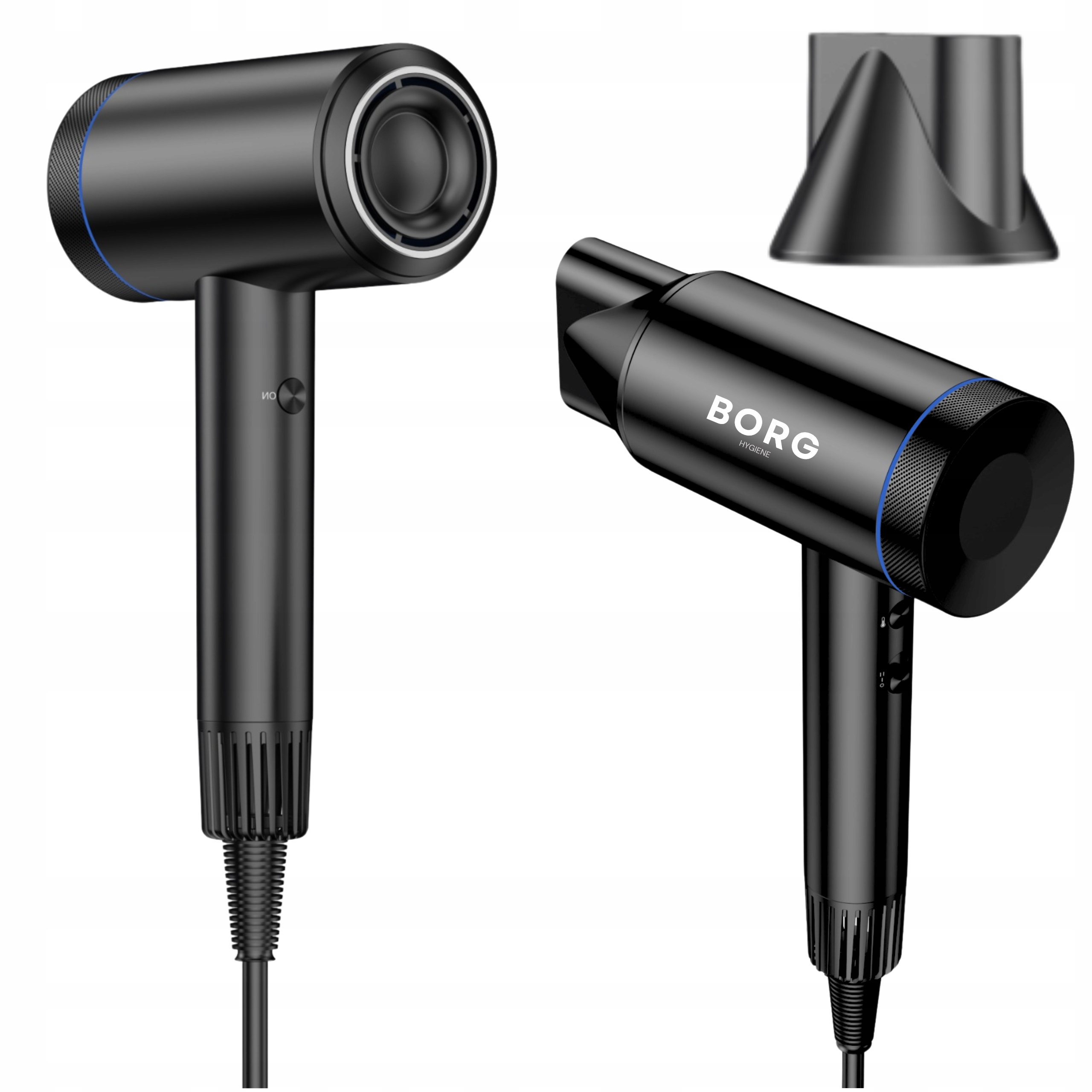 Profesionálna výkonná sušička vlasov Ionizácia 4 režimy 1800 W Čierna Borg