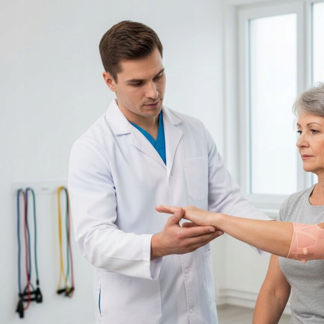 OPASKA NA ŁOKIEĆ ORTEZA MAGNETYCZNA STABLIZUJĄCA UCISKOWA - 8 MAGNESÓW Kolor beżowy