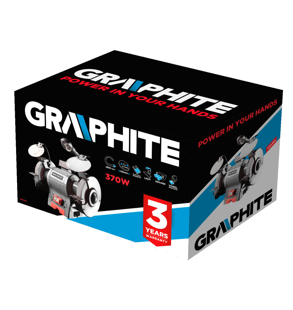 SZLIFIERKA STOŁOWA 150MM 370W GRAPHITE 59G383 Maksymalna moc 370 W