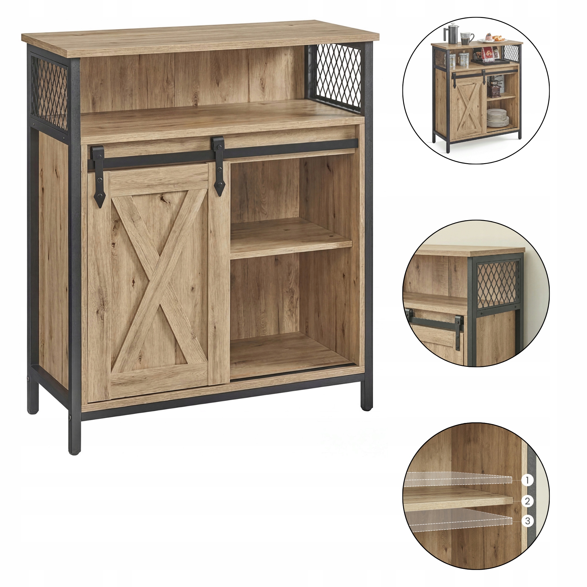 Kuchyňská komoda Dub Artisan Dvířka 70x30x80 cm Prostorná