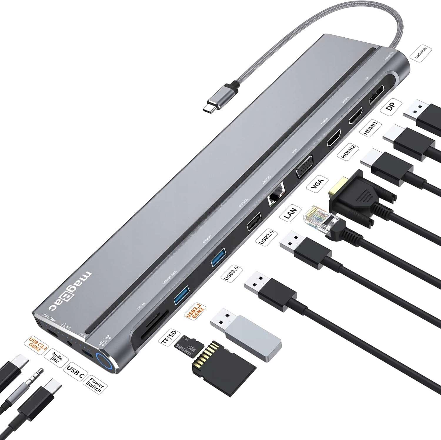 Dokovací stanice pro notebook 3 monitory 14v1 Dokovací stanice Usb C Magbac