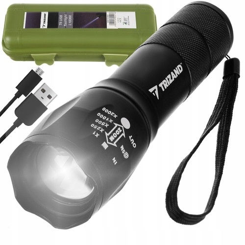 

Latarka Taktyczna Led Cree T6 Zoom Usb Etui Mocna