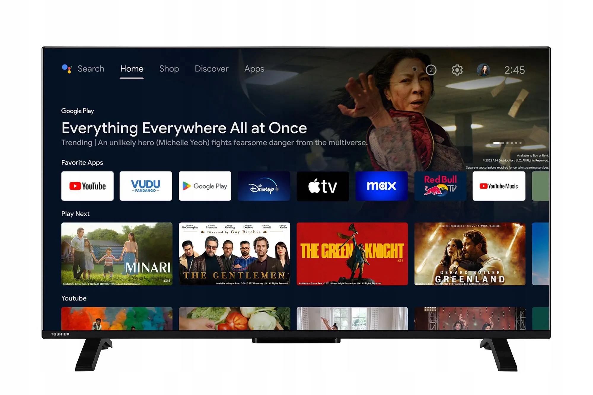 Telewizor Smart Tv 43" Led Toshiba 43UA2363DG DVB-T2 4K Android Bezramkowy