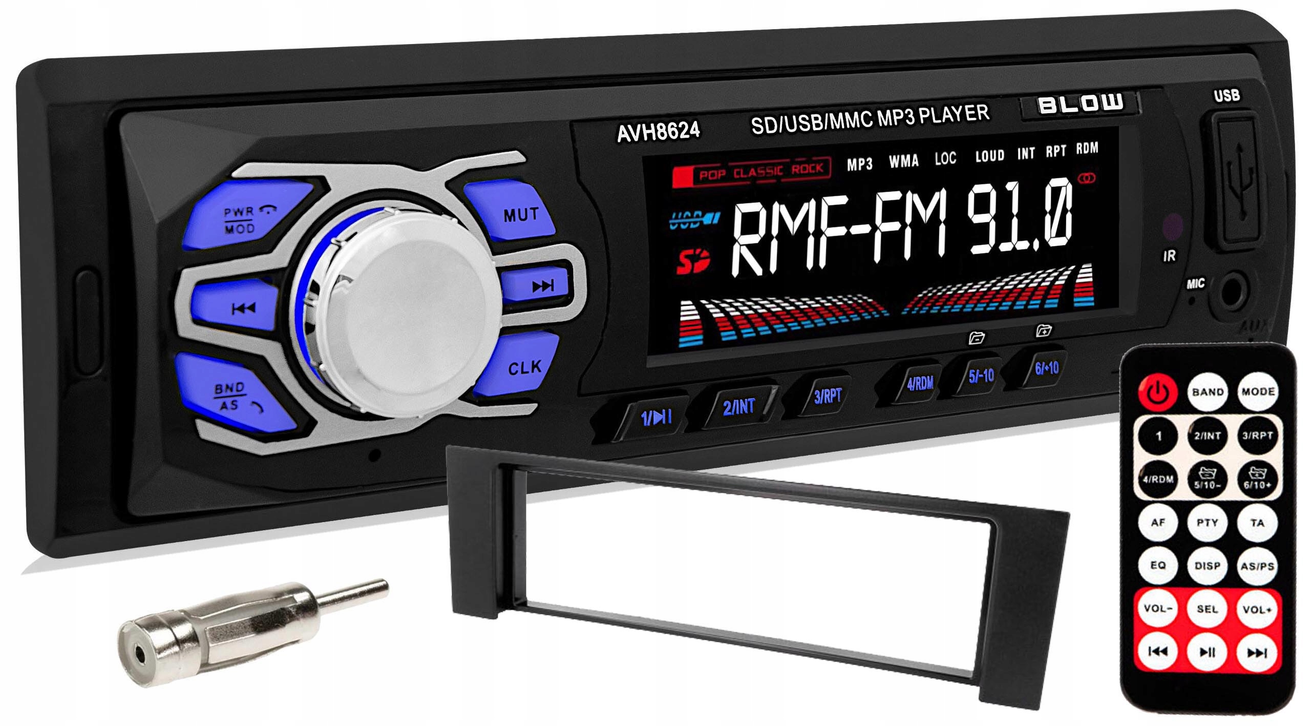 RADIO SAMOCHODOWE BLUETOOTH RDS USB SD AUX 4 x 60 WATT AUDI A4 B6 B7 ...