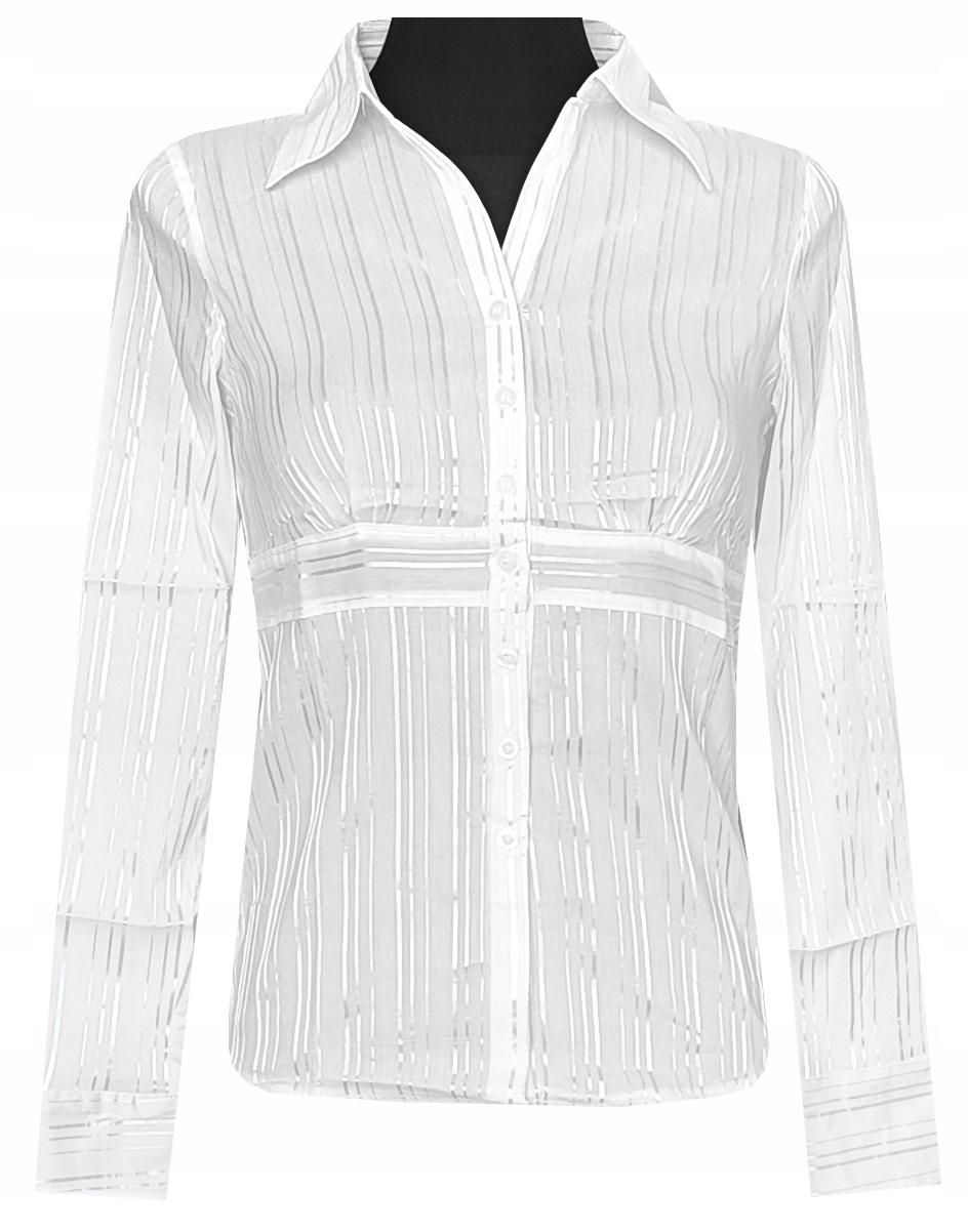 BLUZKA DAMSKA KOSZULA DŁUGI RĘKAW KOSZULKA BAWEŁNA BIAŁA 40 L MODEL:10101