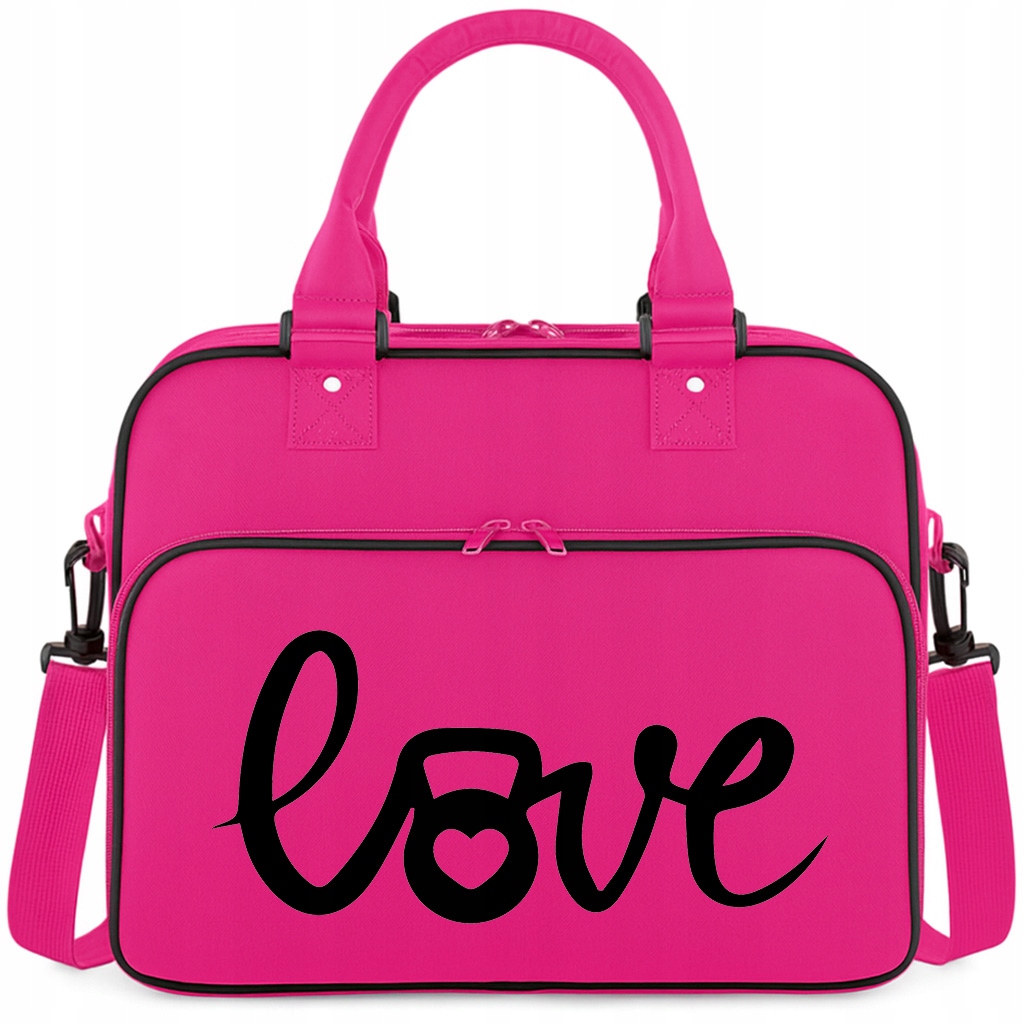 Torba Różowa Love Na Siłownię Trening Pilates Fitness Jogę Sportowa Pojemna