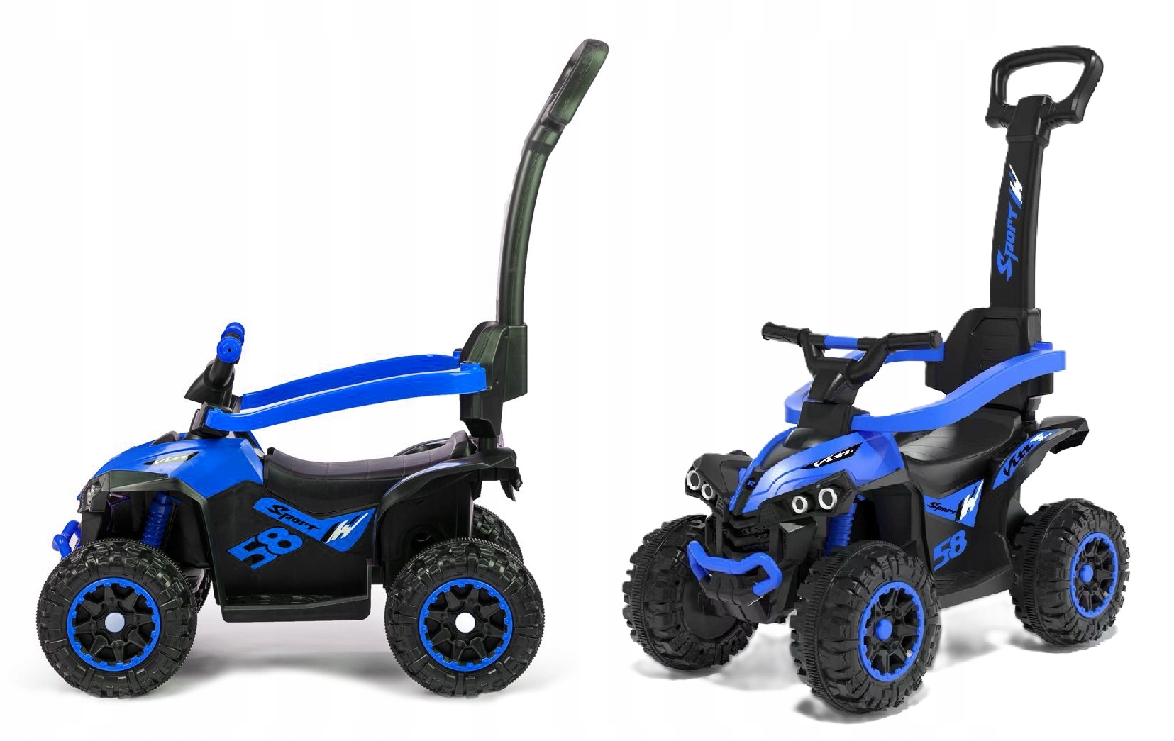 Babymix Jeździk z rączką Baby Mix, pojazd quad z pchaczem 3w1 Blue