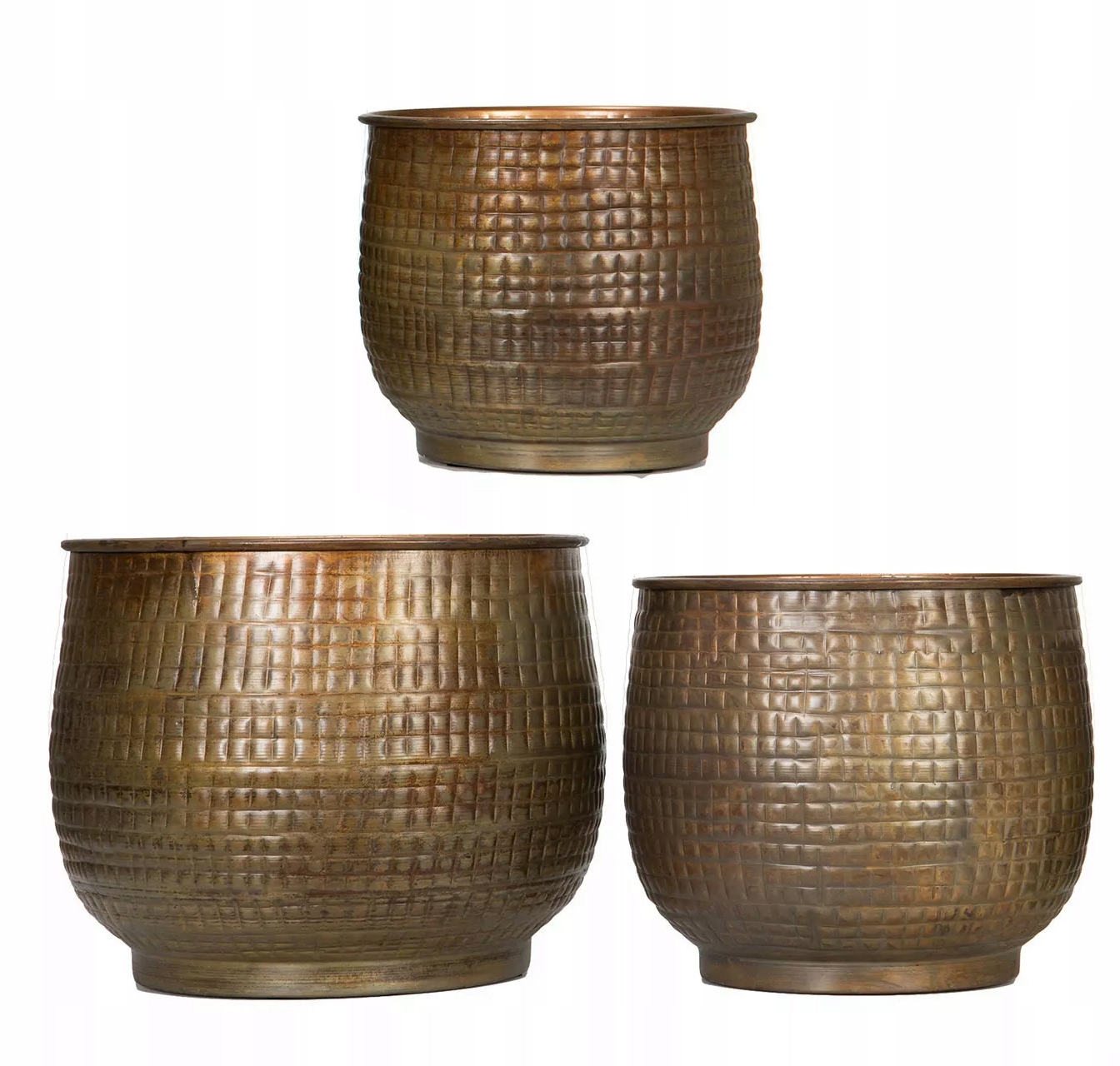 Obal Na Květináč Zlatý 20 cm Kovový Loft Retro 3 ks Balkonový Do Domácnosti