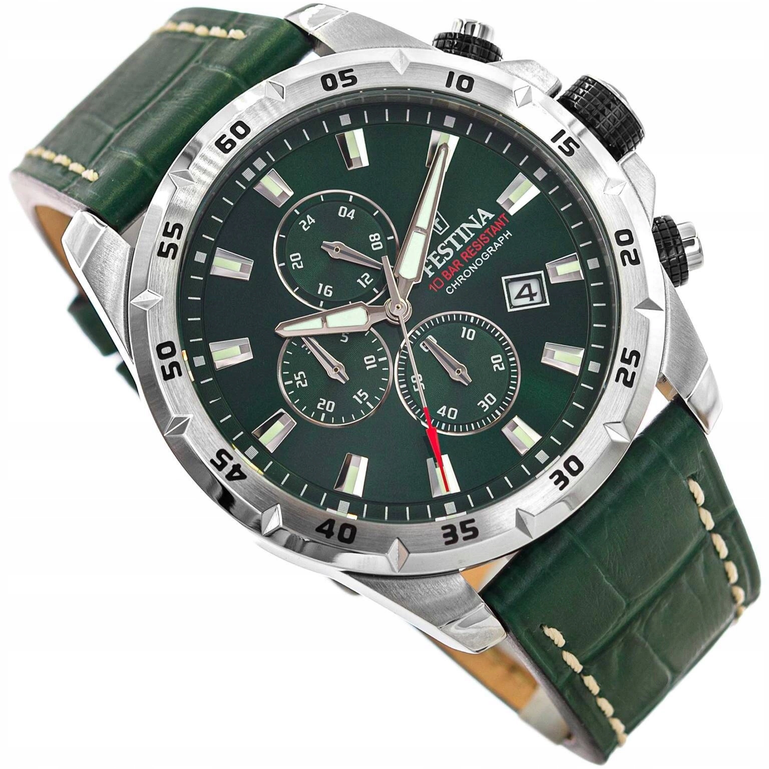 Pánské Hodinky Festina F20692/3 Timeless Chronograph Zelené S Páskem 10ATM