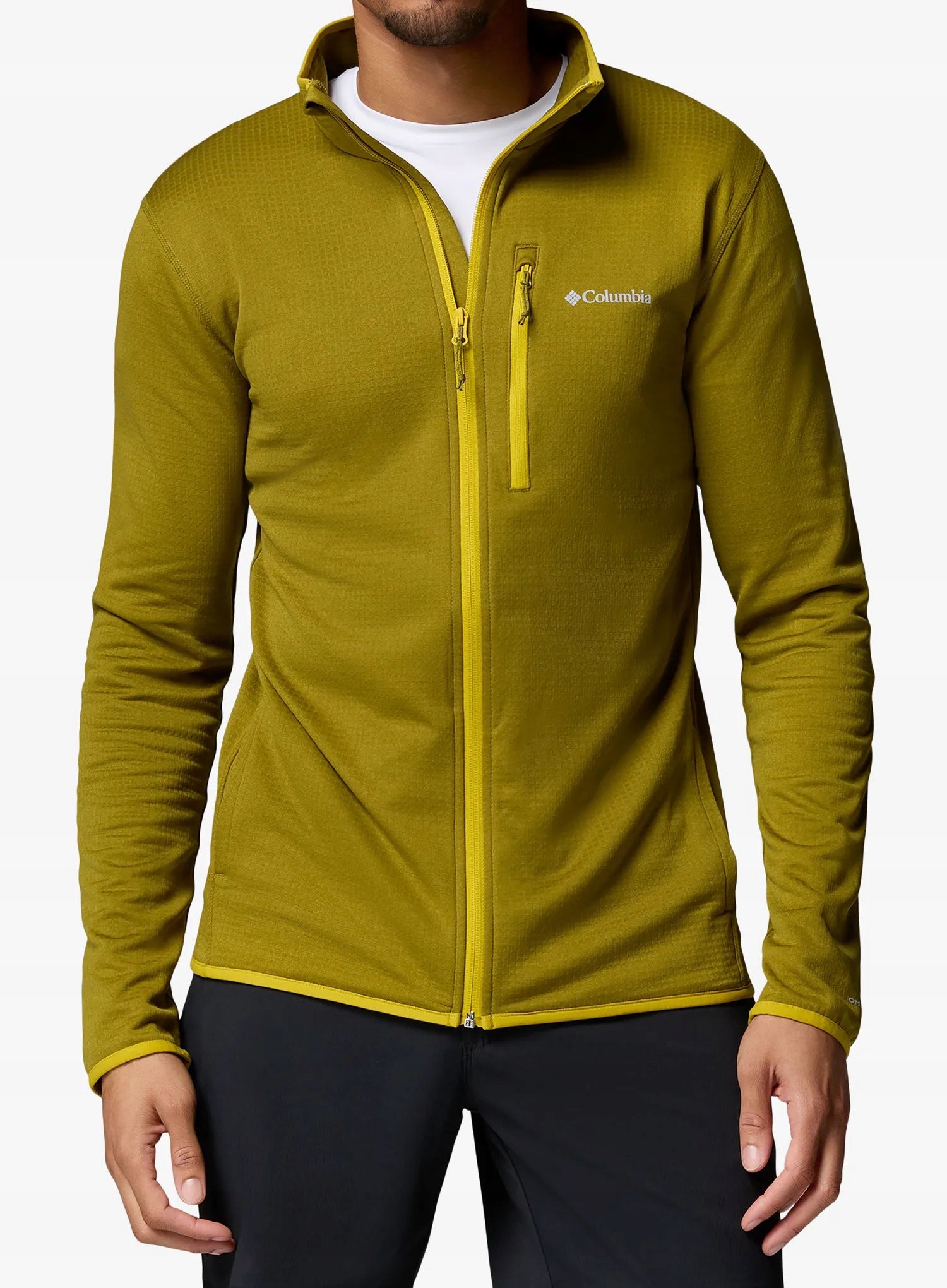 Mikina bez kapuce Columbia Essential Hike Grid Fleece Fz mechově zelená S