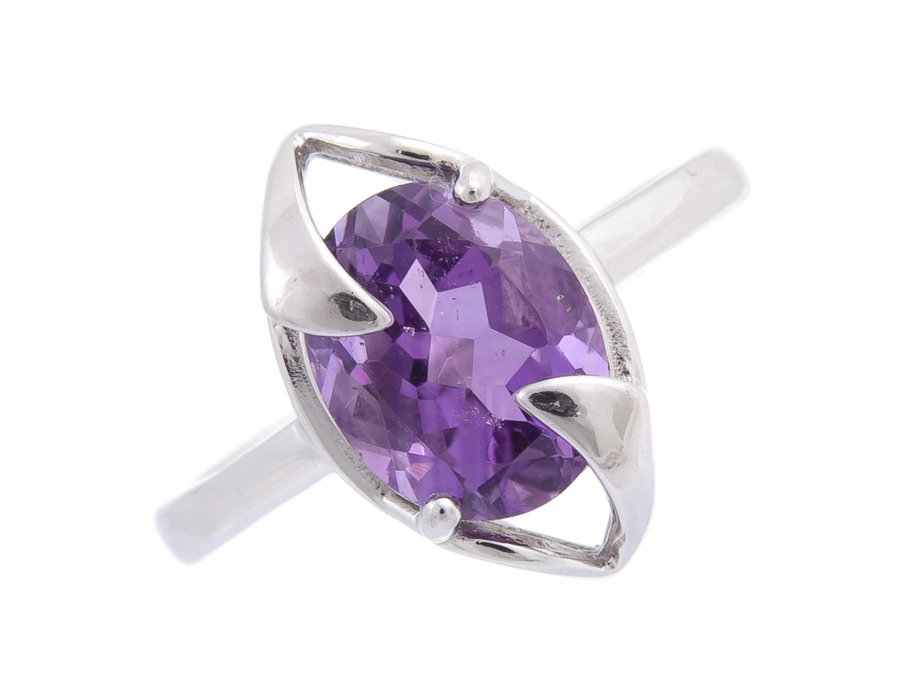 Stříbrný Prstýnek VEL.17 Ametyst 10x8 Přírodní