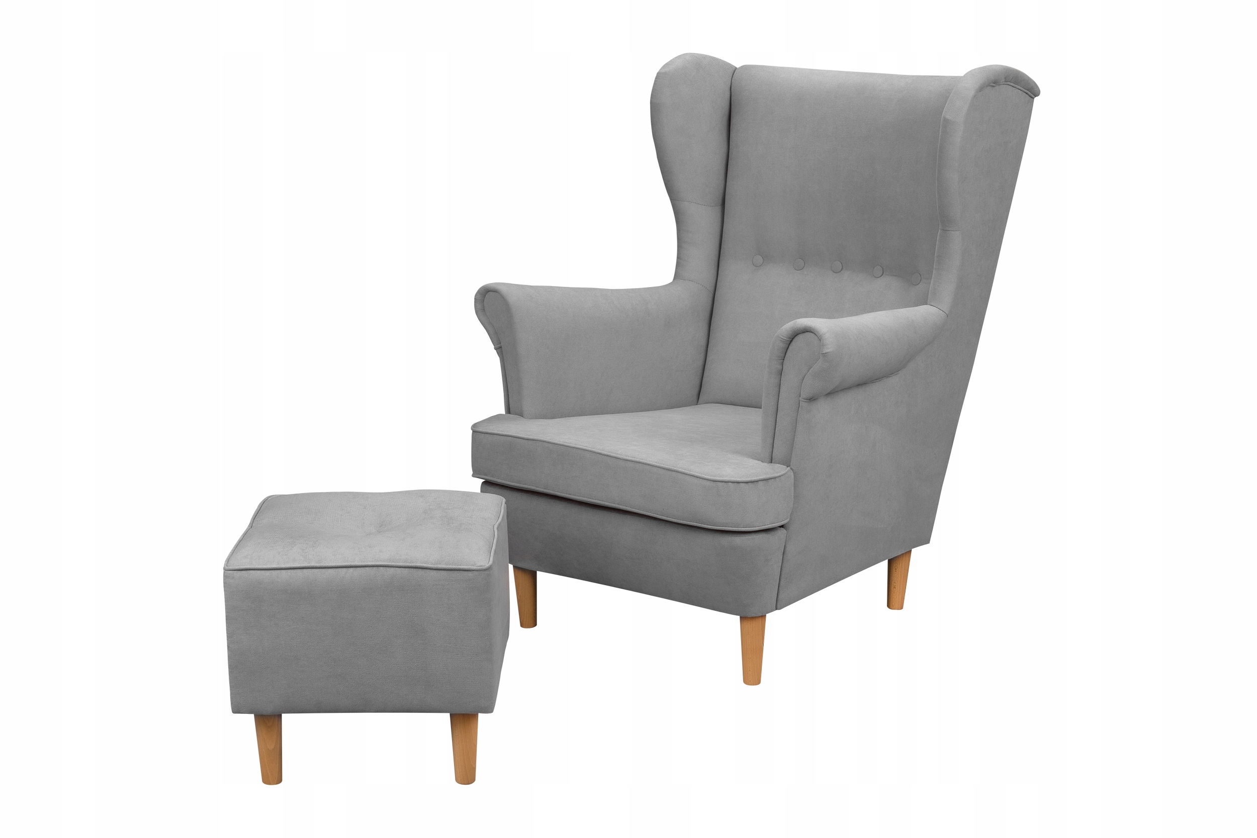 Skandinávský set do obývacího pokoje s křeslem Uszak a podnožkou Denver Šedý
