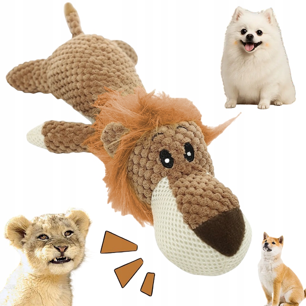 Levně Velký Plyšový Přetahovadlo Lev Pevná Hračka Pro Psa Kousátko Hnědé