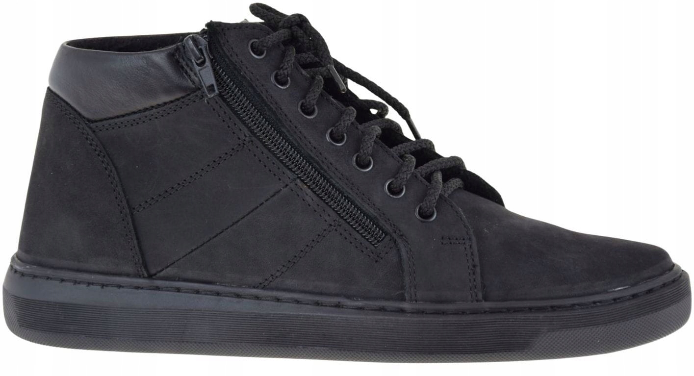 Kotníkové Boty černé, módní, zateplené boty z nubuku R44