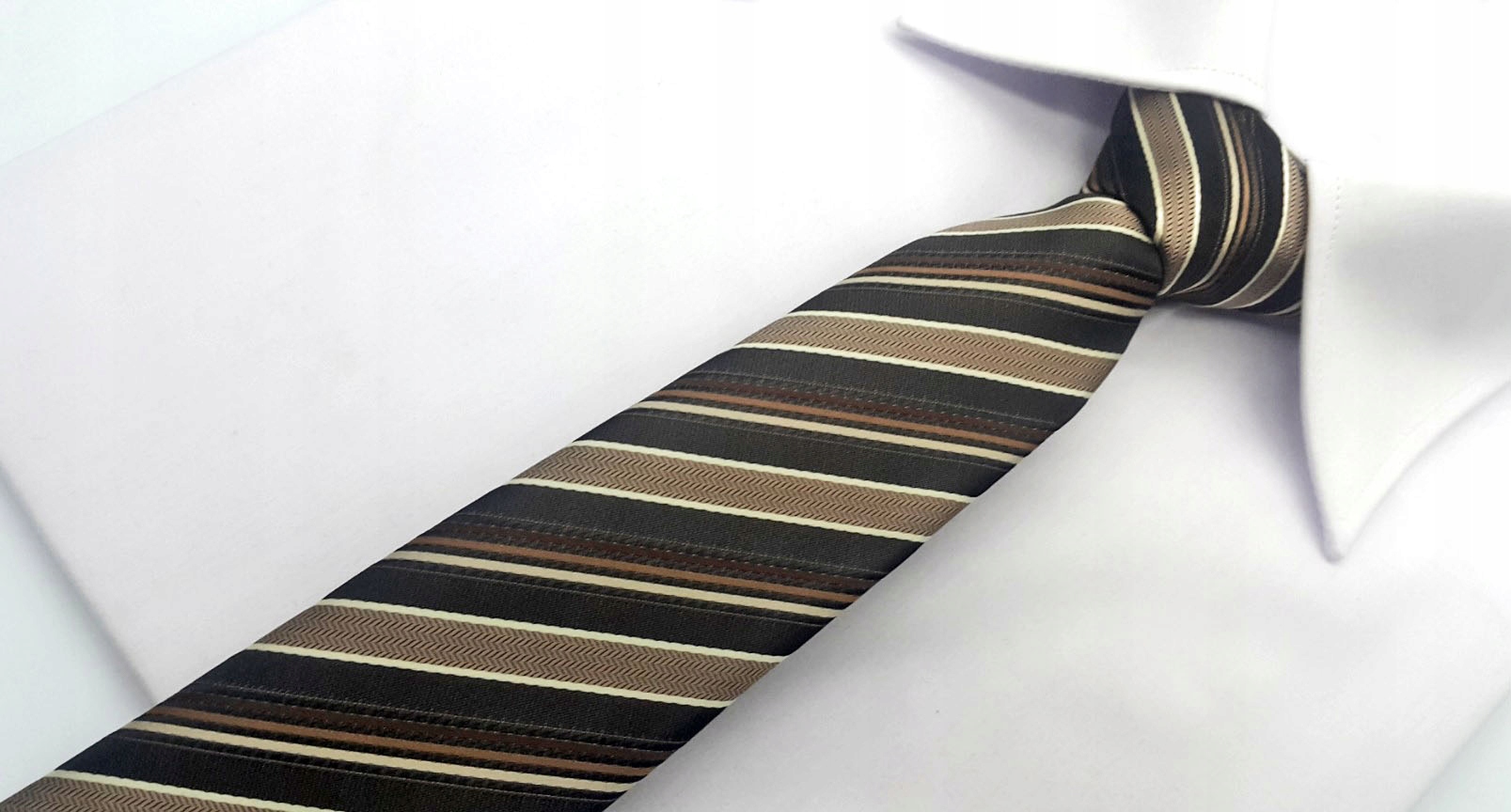 Коричневый полосатый модный мужской галстук 7,5 см бренд Linta