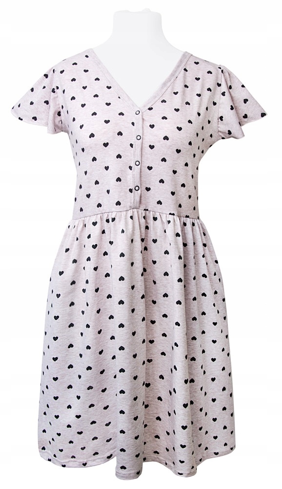 Eevi těhotenská košile pro maminku Linda na kojení druky vel S Srdíčka Béžová