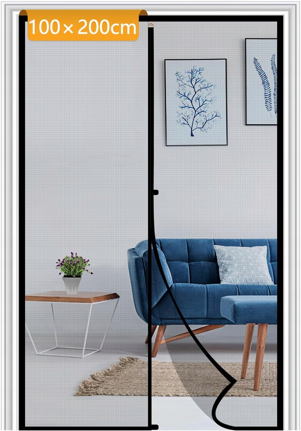 Moskytiéra 100 x 200 cm, černá, bez vrtání