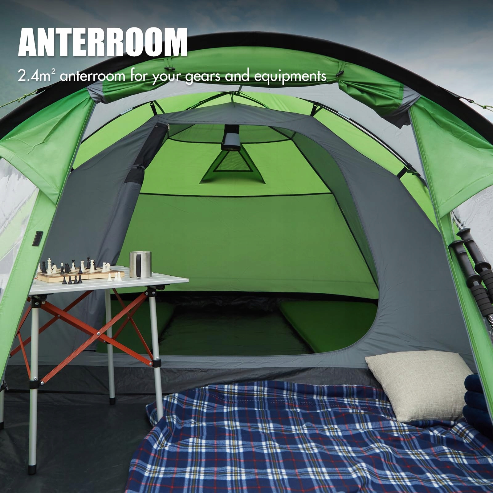 PORTAL Namiot Kuppelowy 3-4 Osobowy Wodoodporny Na Camping i Festiwale — miniatura 4