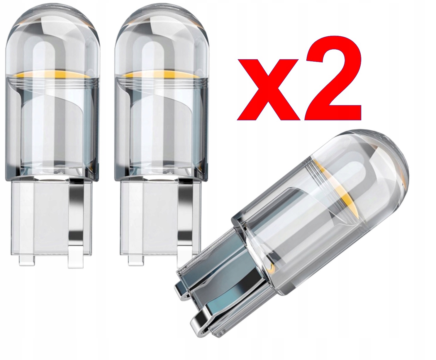 2x Żarówka Led Cob 360° W5W T10 Krystaliczna Biała Clear Ledowa White 12V
