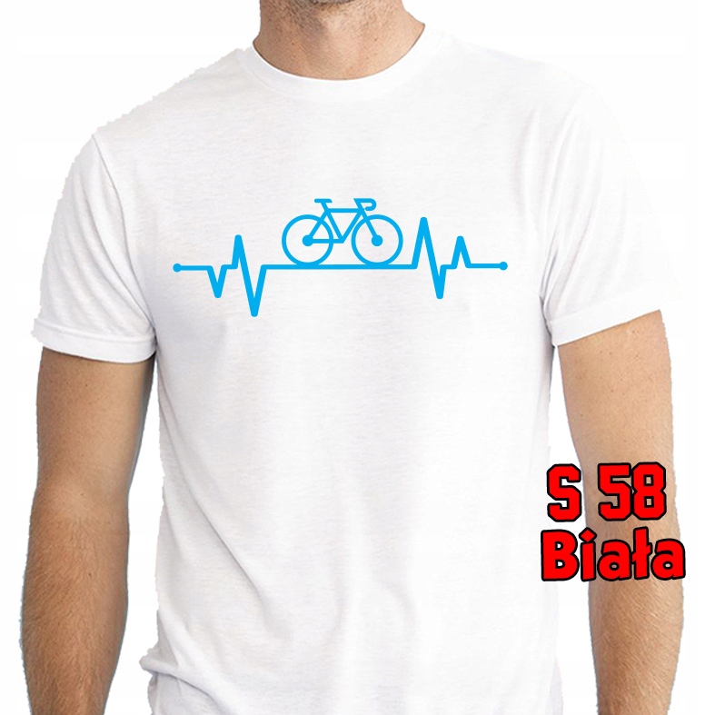 KOSZULKA ROWER linia życia dla rowerzysty XXL Dekolt okrągły