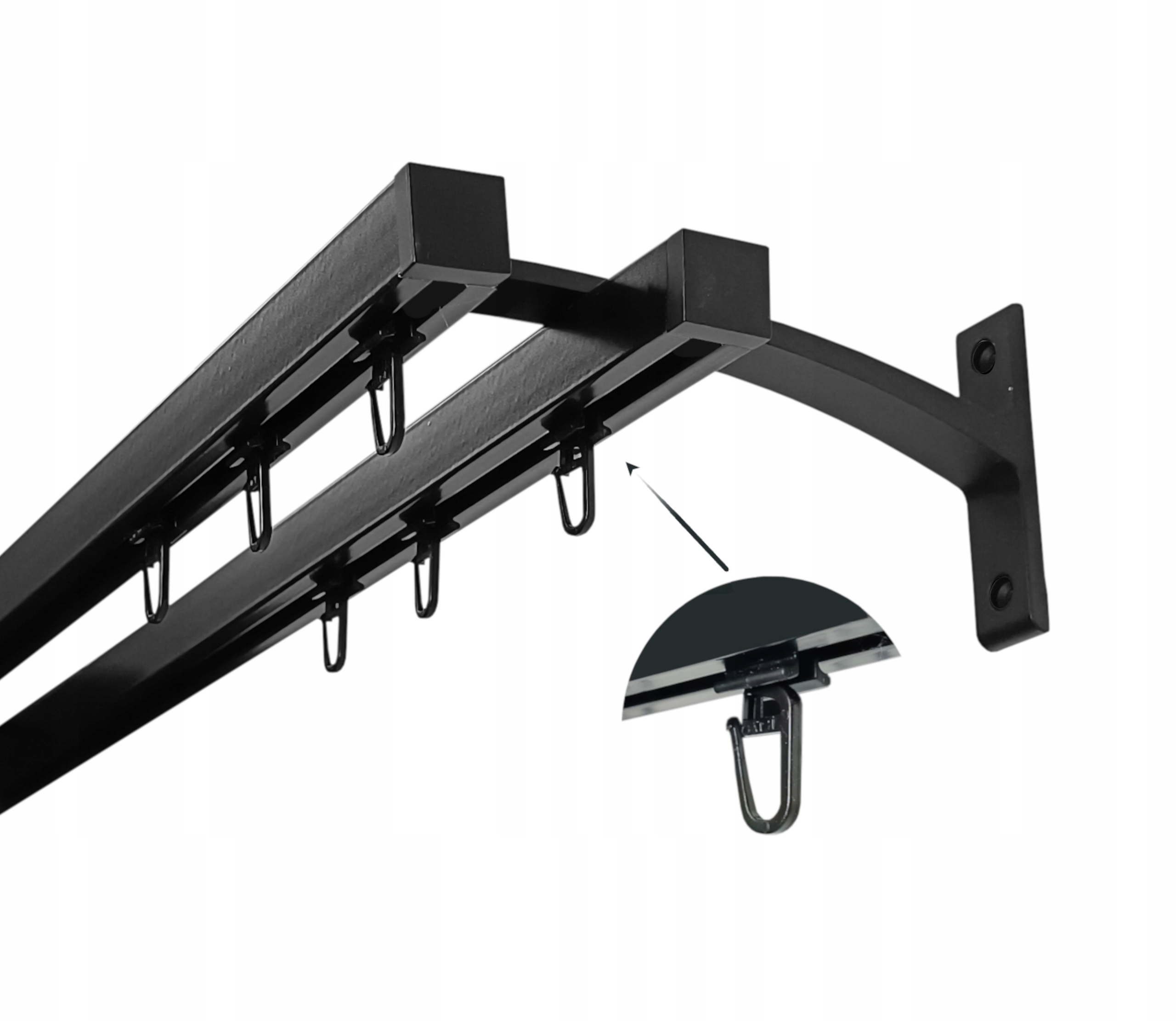 Garnýž Aluminiový Kvadro 20+20mm Černý Mat 120cm špendlík