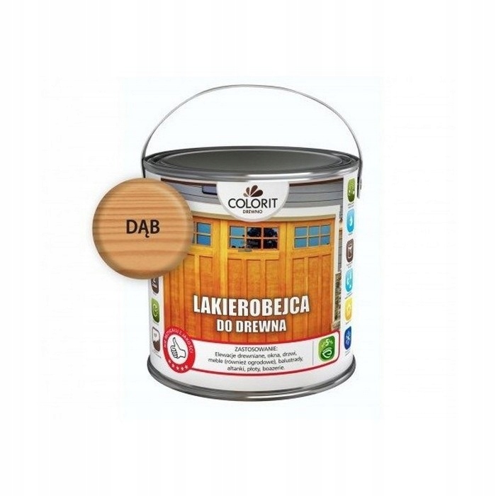 Colorit Lakierobejca Do Drewna 5L Dąb szybkoschnąca satynowa farba wodna