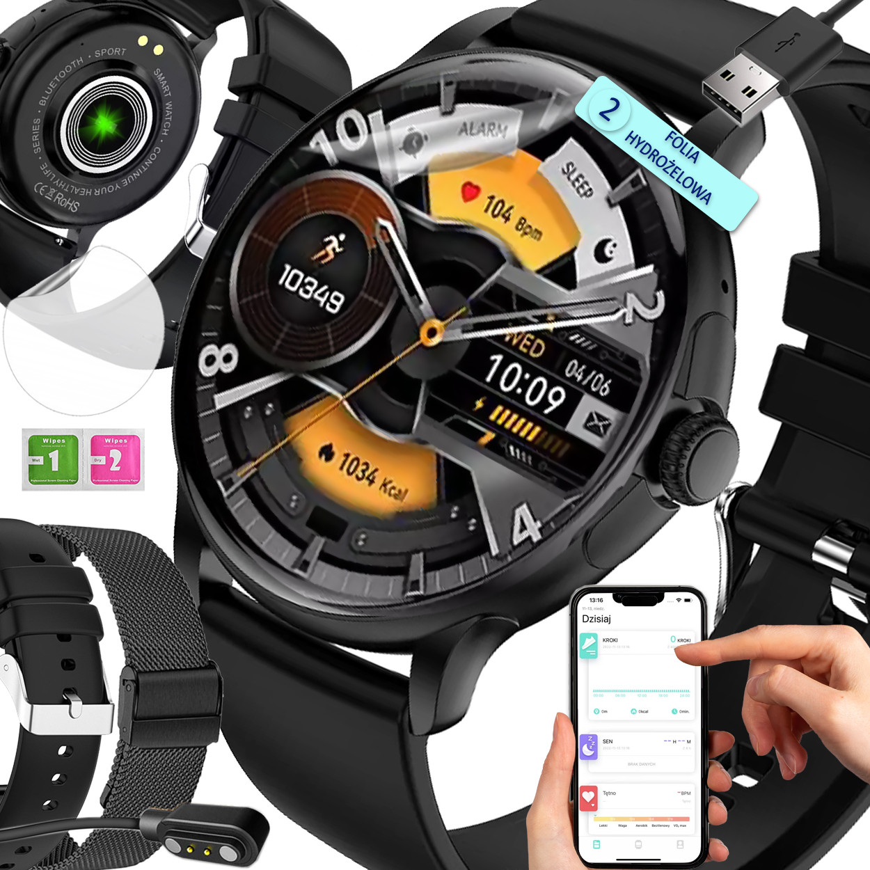 Chytré Hodinky Hodinky Polské Menu Pl Hovory Sport Puls 2 Řemínky Amoled