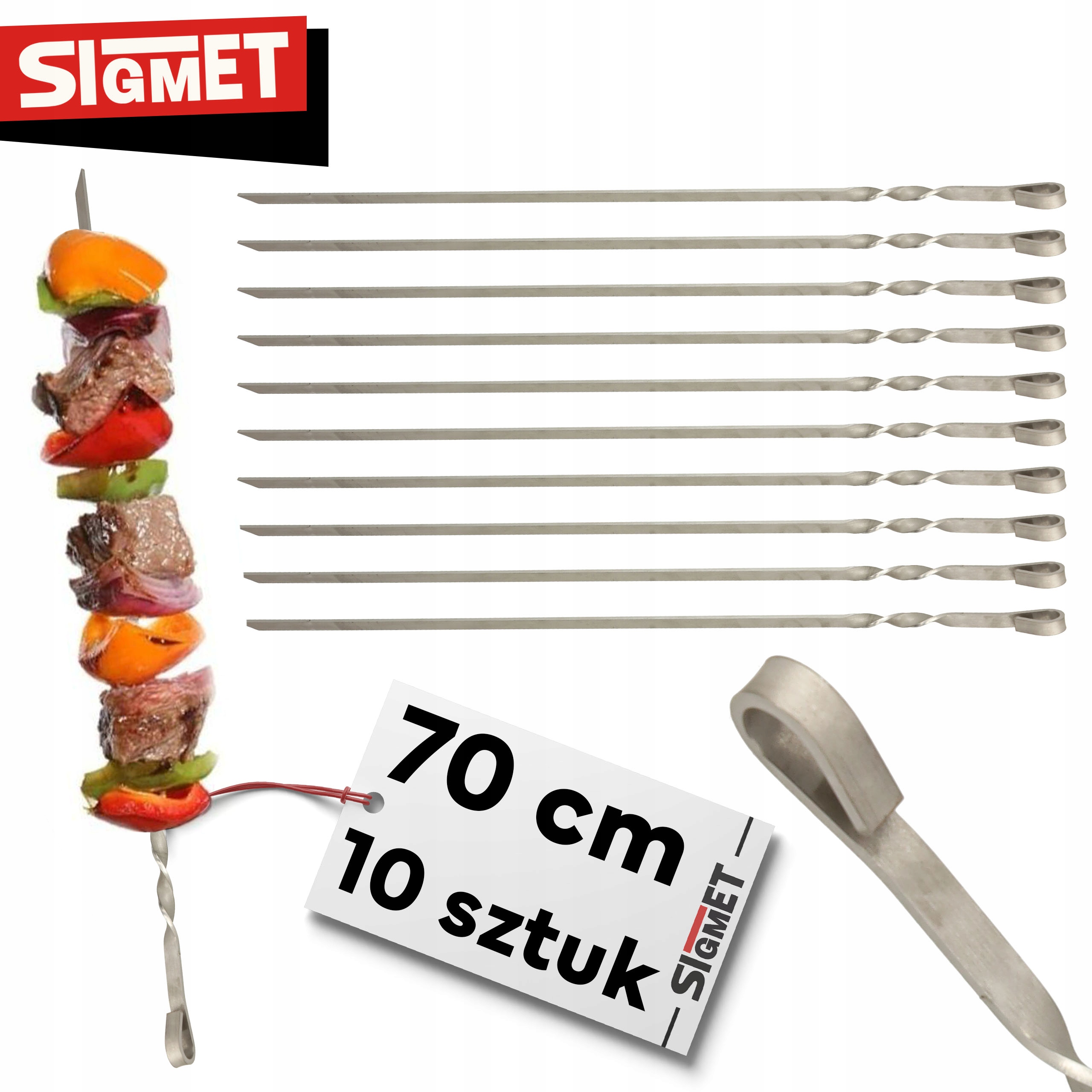 10 x Špajdle na špízy šampury 70 cm 3 mm na grilovanie, špízy s rukoväťou