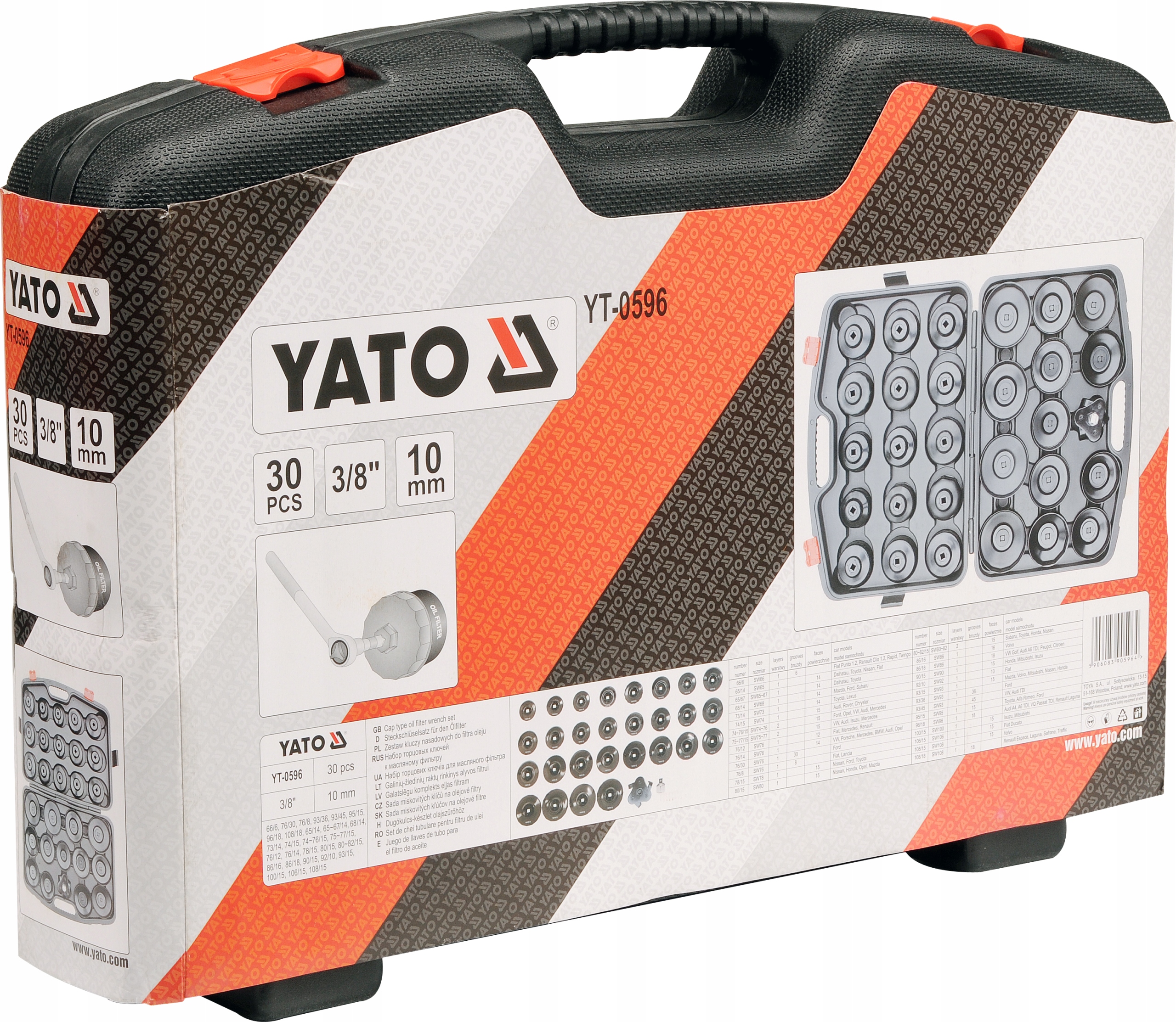 YT-0596 Yato Kľúče Na Olejový Filter 30 Ks Nástrčné