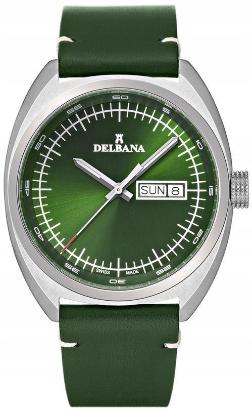 Švýcarské Pánské Hodinky Delbana Locarno Sapphire Retro Green Classic Box