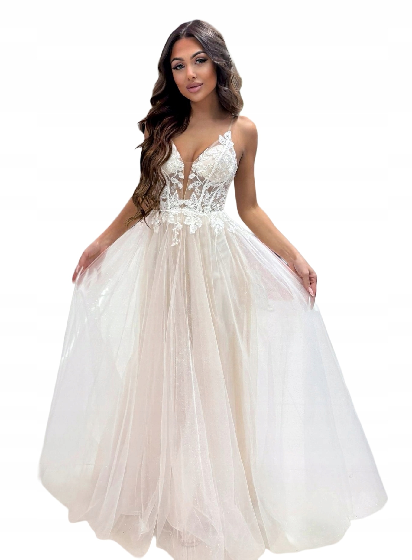 Tiramisu Bílá Dlouhá Tylová Šaty Princezna s svatební Gipiurou L