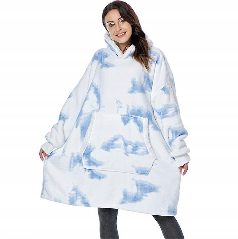 Deka Oversize Mikina Teplá Tlustá XXL Kožešina Mikinová Deka modrá