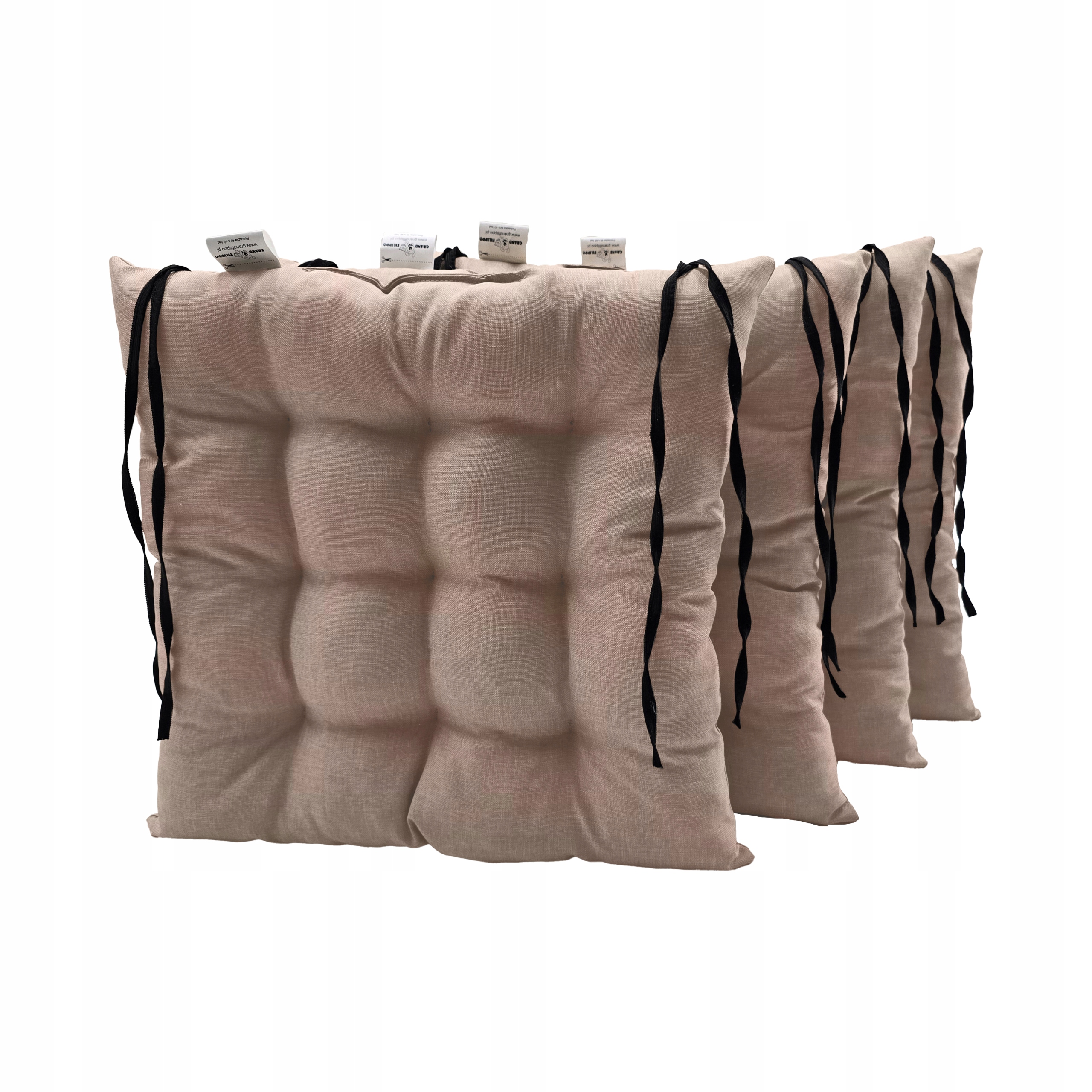 Pikowana Dwustronna Poduszka na Krzesło Fotel i Taboret 40x40cm Zestaw 4szt