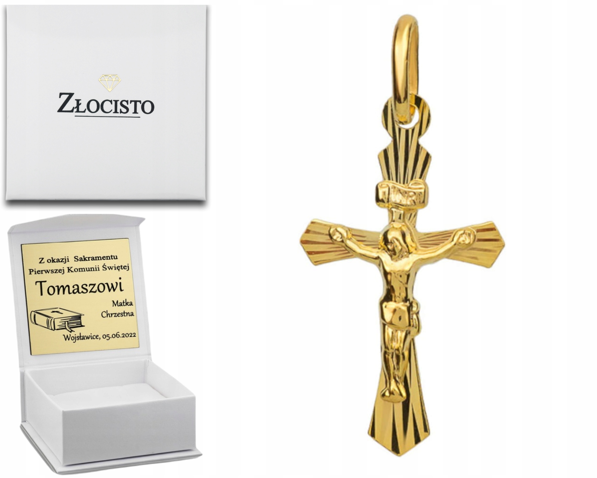 

Złoty Krzyżyk Diamentowany Z Jezusem 585 Grawer